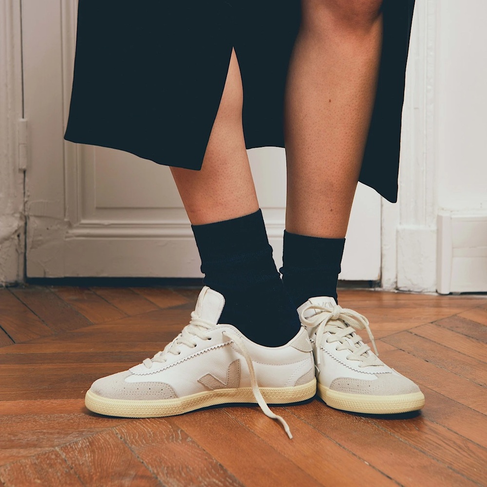 Veja Volley Canvas and Suede Sneakers in White Natural Size 6